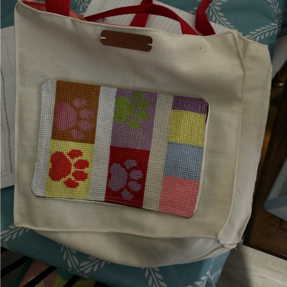 Homemade cross stitch tote bag ,and smoke free home , selling them to see if any